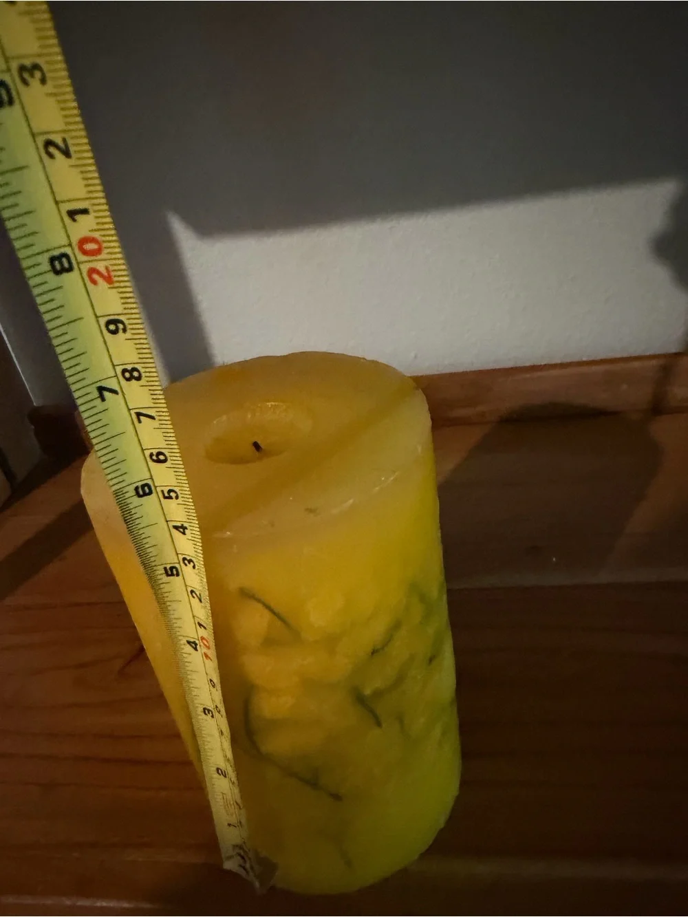 Decorative Yellow Botanical Pillar Candle – Like New (Unbranded)
